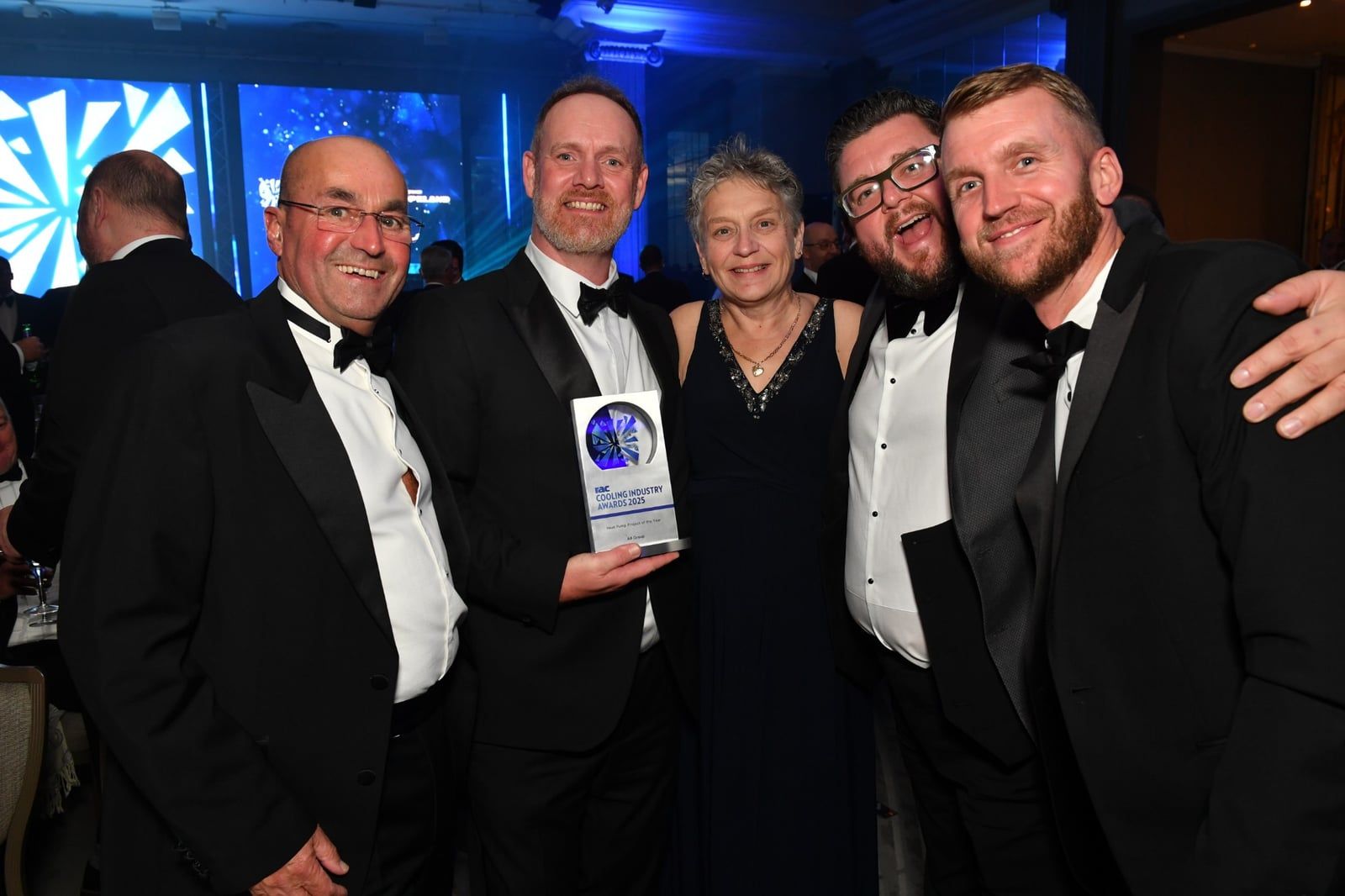 The AB Group team celebrating Heat Pump Project of the Year at the RAC Cooling Industry Awards 2025.