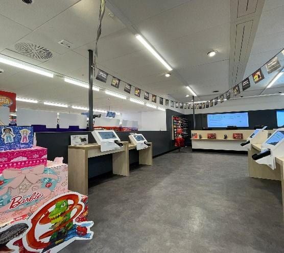 The completed self-checkout and browse area.